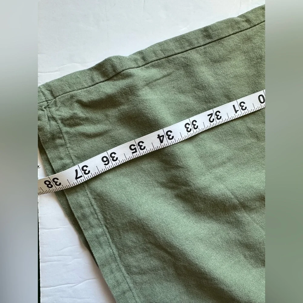 House of Harlow 1960 Sage Green Linen-Blend Wide Leg Tassel Drawstring Pants - Picture 7 of 8